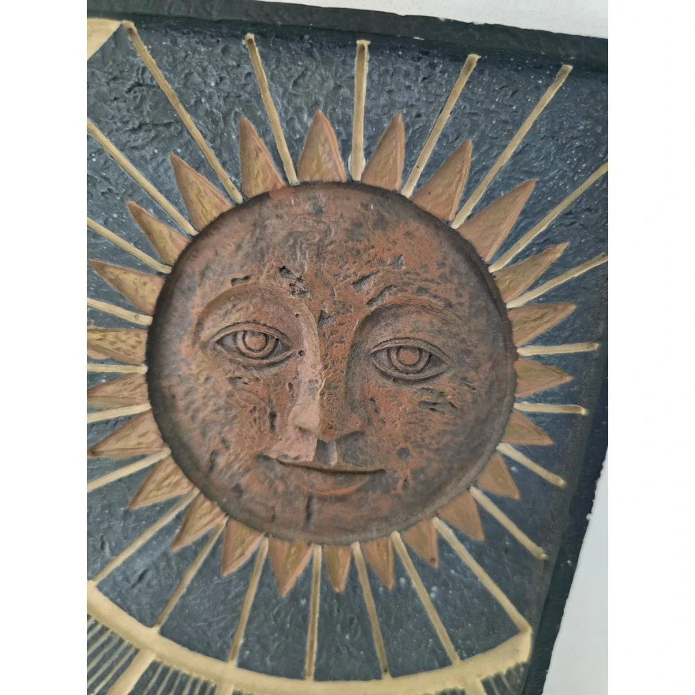 The Encore Group Stone Sol Wisdom Plaque Celestial Sun Moon Wall Art SG-1644